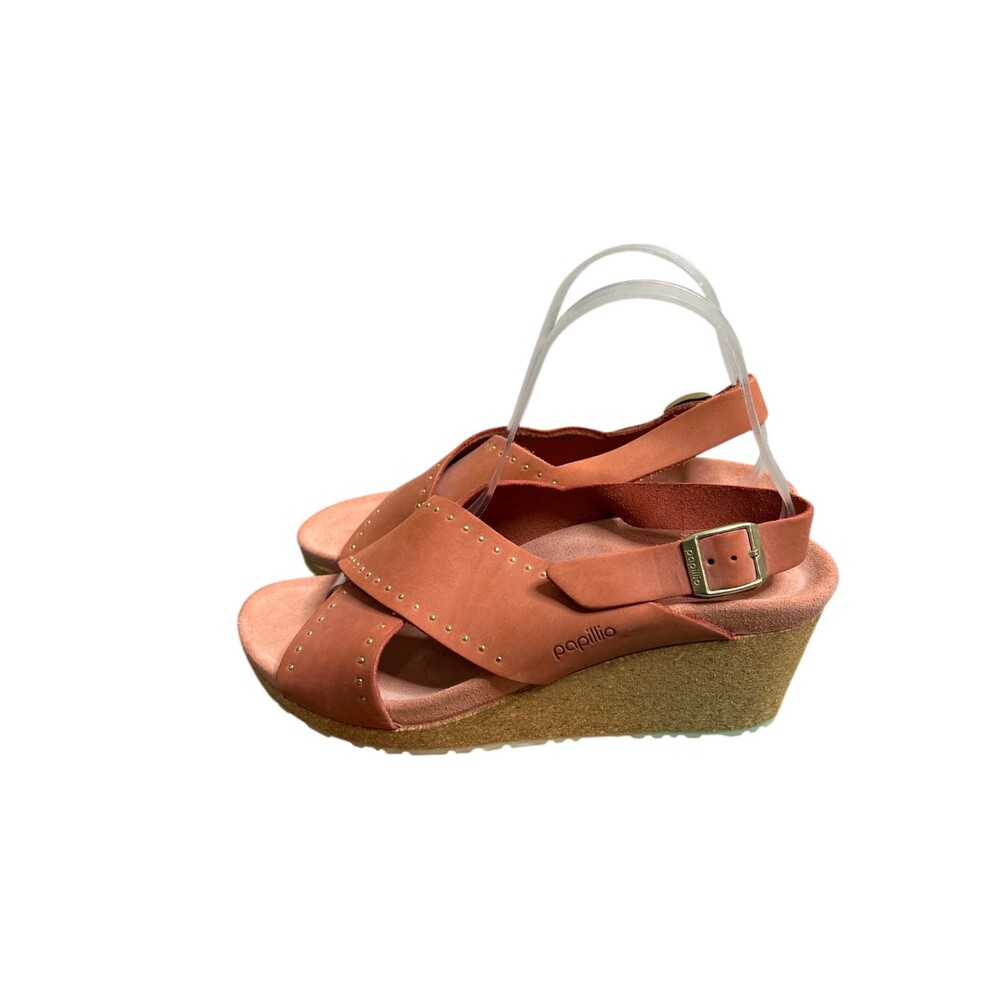 Birkenstock Papillio Samira Peach Red Nubuck Leather Wedge Sandals 40 US 9-9.5 - Picture 6 of 9